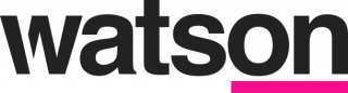 In black lowercase: watson. The letters o and n have a pink underline.